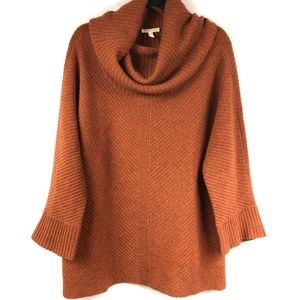 Eileen Fisher Burnt Orange Wide Sleeve Cowl Neck